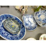 Selection of vintage blue and white tableware