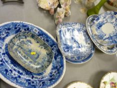 Selection of vintage blue and white tableware