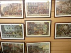 MAGGS eight lively and colourful prints - coach and horses scenes outside various tavern stops,
