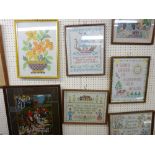 Quantity of framed needlework pictures