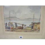 L EKE? watercolour study of moored boats, signed and dated Jan '57