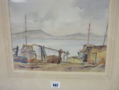 L EKE? watercolour study of moored boats, signed and dated Jan '57