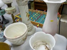 Two pottery jardinieres on stands