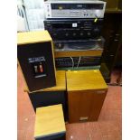 Technics cassette deck, Yamaha RX-395 RDS tuner, Yamaha CD player CDX-810, a Thorens TD160 turntable