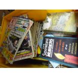 Collection of car mechanic's magazines along with a quantity of novels