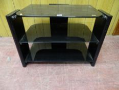 Stylish black glass three tier entertainment stand