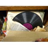 Box of vintage gramophone records