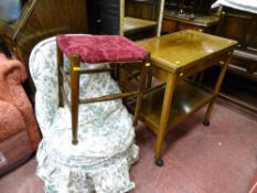 Parcel of furniture comprising two tier trolley, small stool, small bedroom chair and a mirror