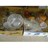 Two boxes of vintage glassware