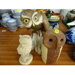 Spode owl figure and other owl ornaments