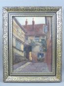LATE 19th/EARLY 20th CENTURY SCHOOL watercolour - old courtyard scene, 35.5 x 26 cms