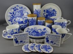 AN EXTENSIVE PORTMEIRION POTTERY 'HARVEST BLUE' PATTERN SET OF TABLEWARE designed by Angharad