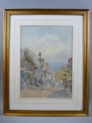 J ELLIS watercolour - street view Clovelly, signed, 36.5 x 26 cms