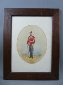 RICHARD SIMKIN watercolour, oval format - military figure, signed and dated, 24 x 19 cms