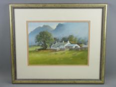 GERALD V GADD pastel - North Wales farmstead with sheep grazing, signed, 26 x 36.5 cms