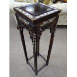 A CHINESE ROSEWOOD & MOTHER OF PEARL INLAID STAND, 102 cms high