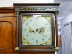 AN EARLY 19th CENTURY OAK & MAHOGANY LONGCASE CLOCK, the cast backplate stamped 'N Porter & Wilson',