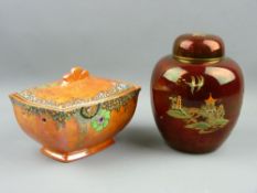 TWO LUSTRE POTTERY ITEMS BY CARLTONWARE & ROYAL WINTON to include a Rouge Royale ginger jar and