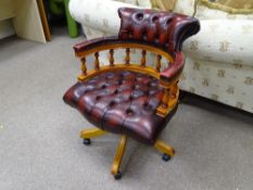 AN ANTIQUE STYLE SWIVEL CAPTAIN'S CHAIR
