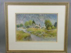 GERALD V GADD watercolour and pastel - row of North Wales quarry cottages, signed, 26 x 38.5 cms