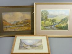 THREE WATERCOLOURS - 1. J P WILLIAMS FRSA - Llyn Nantlle and Snowdon, signed, 22 x 32.5 cms, 2. G