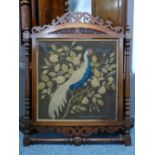 A VICTORIAN MAHOGANY FRAMED WOOLWORK PANEL, 109.5 cms high, 88 cms wide