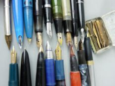 A COLLECTION OF FOUNTAIN PENS and other writing paraphernalia including a Parker Victory and two