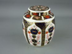 ROYAL CROWN DERBY GINGER JAR & COVER, '1128' pattern, Imari palette with gilt highlighting,