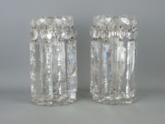 A PAIR OF 19th CENTURY CUT GLASS PRISM LUSTRES having white metal and glass interior