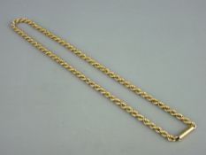 A 47 cms BELIEVED GOLD MUFF CHAIN (unmarked, untested), 19 grms