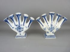 TWO DELFT WARE TULIP VASES, 19th & 20th Century, typically decorated (slight chips and losses), 7.