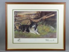 NIGEL HEMMINGS signed limited edition (299/600) print - sheepdog and plough, titled 'Now & Then', 41