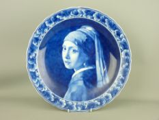 A 41 cms DIAMETER DUTCH DELFT CHARGER depicting Vermeer's 'Girl With a Pearl Earring'