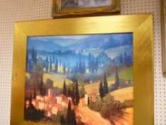 Large gilt framed print - Tuscany landscape and sundry other prints