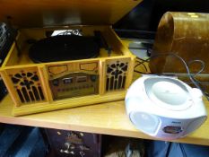 Prolectrix retro style turntable, cassette, CD player and a Phillips portable CD player E/T