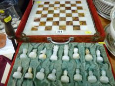 Cased mineral chess set