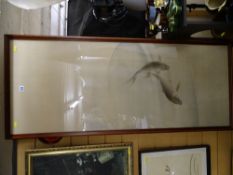 Framed Oriental print - catfish