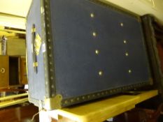 Blue vintage travel trunk