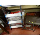 Metal stepladder and a parcel of canvas metal framed garden chairs etc