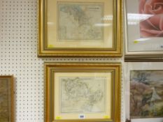 Gilt framed print of Flintshire and a gilt framed print of Denbighshire