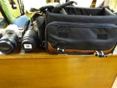 Canon EOS 300 camera and lens in carry bag