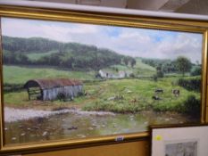 TONY WOODING oil on canvas - farm scene