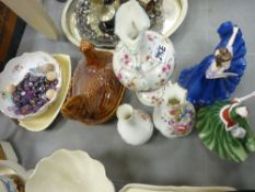 Collection of mixed china including a hen on nest, two Doulton ladies, Aynsley ware, Carltonware