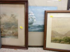Three framed paintings and prints