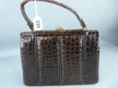 Vintage crocodile skin effect handbag
