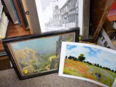 Parcel of framed paintings and prints etc