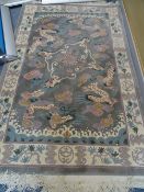 Chinese washed floral rug, approximately 6ft x 4ft