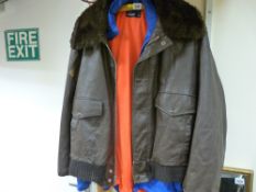 Gent's Wear-Guard leather pilot jacket, USA made, size 50R and a Fred Perry lightweight anorak