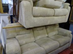 Modern abstract pattern four piece suite of three seater couch, two seater couch, armchair and