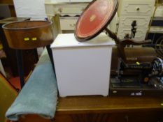 Mixed parcel of items including cased Singer sewing machine, white painted wooden storage box,